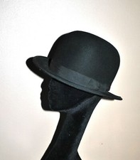 VINTAGE melon hat - black felt hat Hatter SCHAEFFER Alsace - size 56