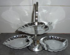 VINTAGE TRIPLE PLATEAU PLIABLE en Forme de FEUILLE FRUIT - APERITIF  GATEAUX