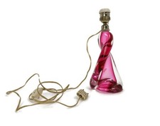 Vintage Table Lamp Val St Lambert Art Glass Design Marked Cranberry Working