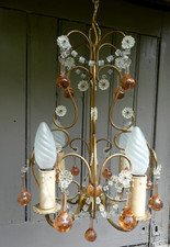 MURANO WATER DROP TASSEL CHANDELIER Pink drops opaline chandelier