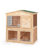 lionto Clapier bois pour lapins petit enclos animaux d’extérieur 98x54x100 cm