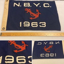 VINTAGE CATAMARAN YACHT CLUB BOAT SHIP RACE REGATTA FLAG N.B.Y.C. 1963
