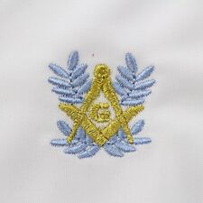 WHITE NYLON GLOVES FREEMASON BLUE AND GOLD EMBROIDERY