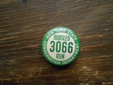 LAKE PLACID NY VINTAGE BOBSLED  CONSERVATION DEPT PIN=OLYMPICS 1932 ADIRONDACKS