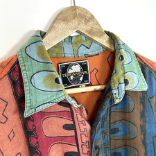 VTG 90s TERRANOVA Men's L, Long Sleeve, All Cotton Batik Bali Boho Fine Pre-own