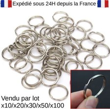 LOT DE 10 à 100 ANNEAUX PORTE CLÉS CLEFS MÉTAL ACIER INOXIDABLE 2X25mm