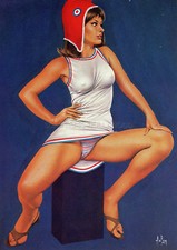 ASLAN PIN-UP MARIANNE 1980s CP VINTAGE POSTCARD ORIGINAL #2