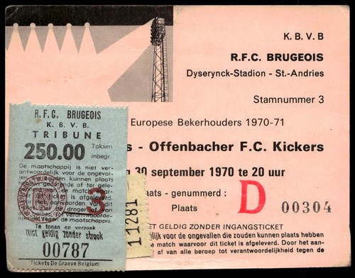 Billet 1970 club bruges - 1970, kv