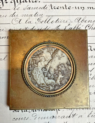 Ancien poudrier laiton - laiton, &