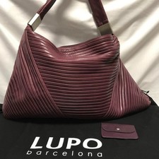 LUPO Large Pleated Leather Handbag Purple Antique Rare One-of-a-Kind Vintage
