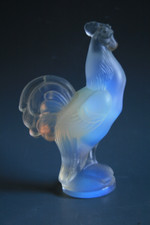 FIGURINE COQ EN VERRE OPALESCENT ART DECO SABINO