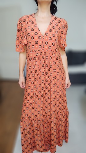 Robe longue fluide - , terracotta