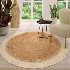Salon Tapis Rond Poils Ras Fait Main Motif Avec Bordure