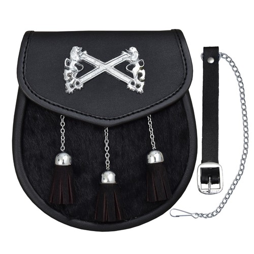 Sporran noir cuir veau - cuir, de