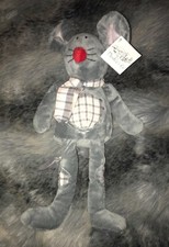 C # Souris Grise Écharpe Carreaux Jaunes Plush’s & Co CP Neuve