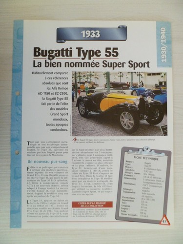 Carte fiche auto bugatti type - fiche,