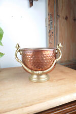 Hammered Copper and Brass Cauldron/Planters/Pot Cover