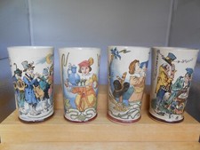 4 VILLEROY & BOCH Mettlach Germany tumbler beer ge Schutzt antique 1091 1094 110