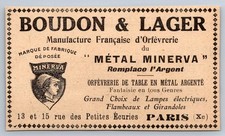 1916 Boudon & Lager Manufacture Goldsmith Metal Lamp Minerva Advertising Paris