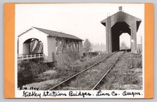 Vintage Real Photo Postcard Gilkey Station Bridges Linn Co Oregon 1944