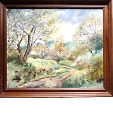 Brittany landscape signed Riotte painter of Concarneau oil canvas and frame 1983 