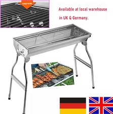 Grand barbecue en acier inoxydable pliable barbecue portable charbon de bois ...