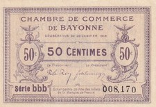 50 Centimes - Chambre de Commerce - Bayonne - Série bbb - 30-01-1918