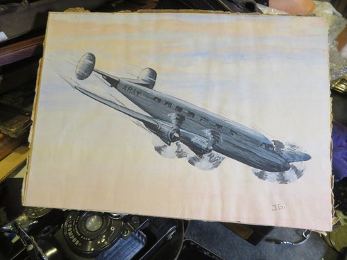 Ancien dessin aquarelle - dessin, vers