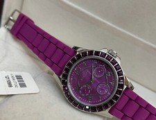Regent Horloge Calendrier Montre Femmes Mauve Lunette avec Zircone Pierres 36mm