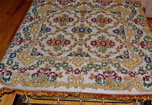 Vintage woven tapestry - tapestry, table