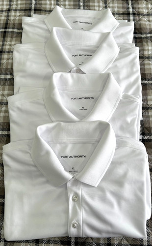 White port authority polo - white,