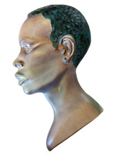 Superbe Decoration Murale Visage d'Africaine 35Cm Ceramique Vallauris 1960