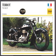 1949 Terrot 500cc RGST (499cc) France Motorcycle Photo Spec Sheet Info Stat Card