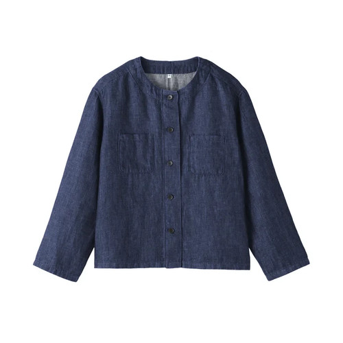 Muji cotton hemp denim - , button