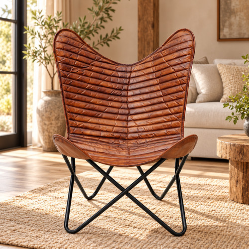 Fauteuil papillon cuir - fauteuil,