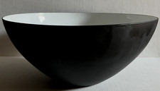 Vintage KRENIT Denmark Enamel Bowl Herbert Krenchel Black White Danish 9.75" VGC