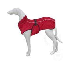 Manteau chien type Lévrier moyen, matelassé, polaire, col montant doublé, 65 cm