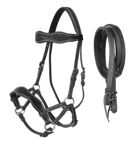 Leather floral bitless - leather,