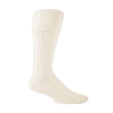 Chaussettes hautes kilt crème côtelées en laine mélangée pour hommes