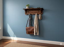 PORTE MANTEAU MURAL BOIS CHENE