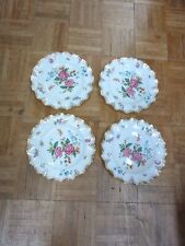Antique Royal Crown Derby Dinner Plate Set Ruffle Edge Butterfly Plates Set 4 