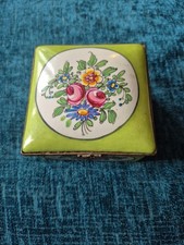 Rare Gabriel Fourmaintreaux Desvres Brass Mounted Hinged Porcelain Casket Box