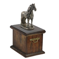 Étalon frison urne en bois avec une statuette de cheval Art-Dog