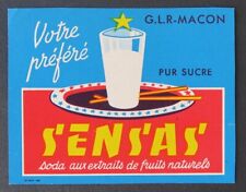 Old label SODA SENSAS GLR MACON old french label