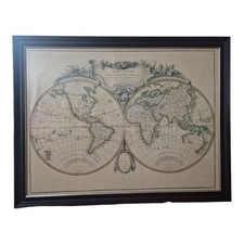 Vintage 1782 Mappemonde Globe Terrestre World Map Print Framed Brookpace FineArt
