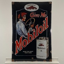 Plaque émaillée Mobiloil - 60x40cm (23.6x15.7") - Belle et rare...