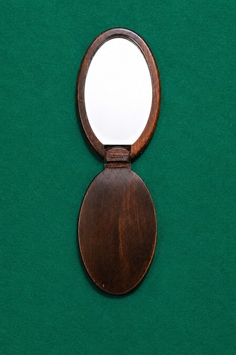 Ancien miroir poche bois - poche, en