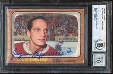 Jacques Laperriere Signed 1966-67 Topps Card #67 Montreal Canadiens BAS 10 Auto