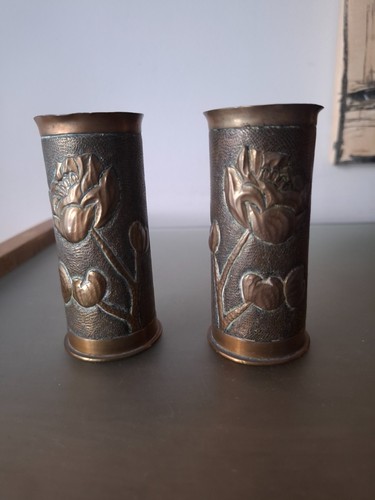 Deux obus sculptes ww1 art - obus,