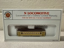+ Bachmann N Scale No. 61098 Powered Yellow Brill Trolley #36 LNIB